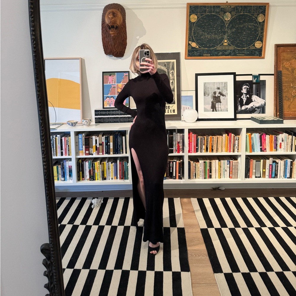 Reformation ribbed maxi dress with high slit XS
